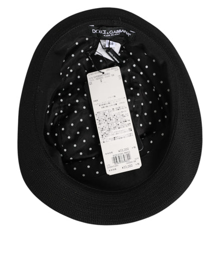 Dolce & Gabbana Black Cotton Polka Dot Lining Fedora Men Hat