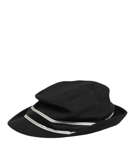 Dolce & Gabbana Black Cotton Polka Dot Lining Fedora Men Hat