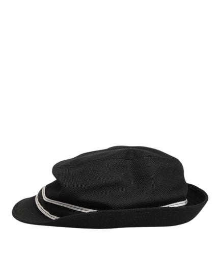 Dolce & Gabbana Black Cotton Polka Dot Lining Fedora Men Hat