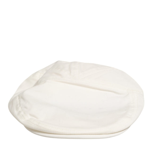 Dolce & Gabbana White Cotton Blend Leather Trim Flat Men Cap Hat