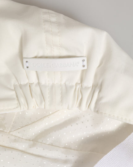 Dolce & Gabbana White Cotton Blend Leather Trim Flat Men Cap Hat