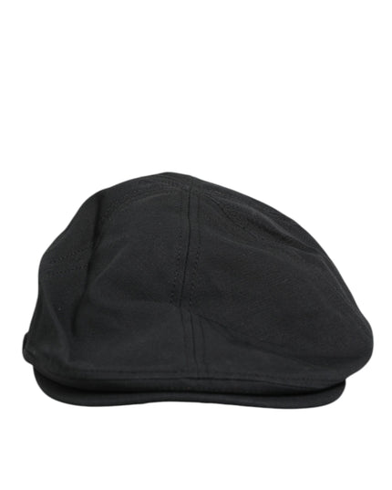 Dolce & Gabbana Black Cotton Blend Newsboy Men Cloth Cap Hat