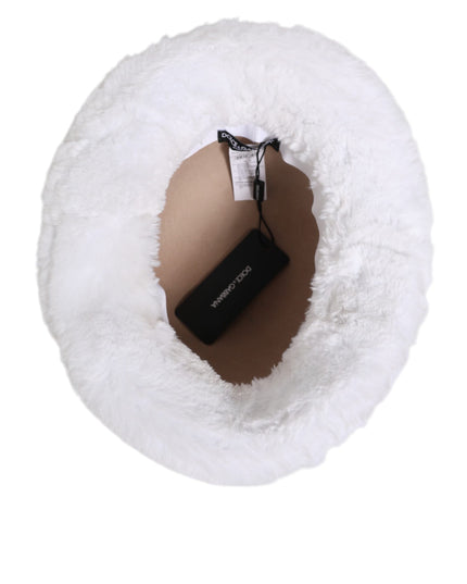 Dolce & Gabbana White Modacrylic Fur Bucket Men Capello Hat