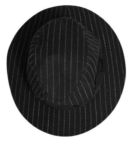 Dolce & Gabbana Black Striped Virgin Wool Men Fedora Capello Hat