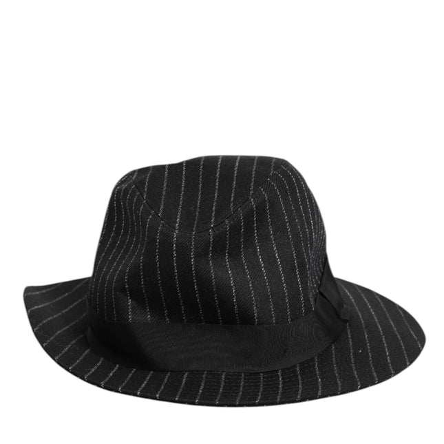 Dolce & Gabbana Black Striped Virgin Wool Men Fedora Capello Hat