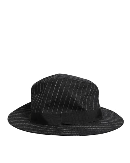 Dolce & Gabbana Black Striped Virgin Wool Men Fedora Capello Hat