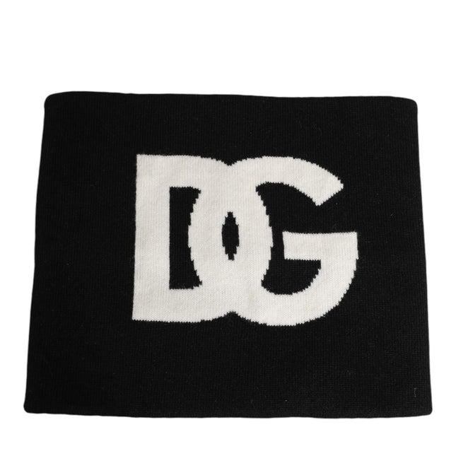 Dolce & Gabbana Black D&G Logo Cashmere Knitted Men One Size Scarf