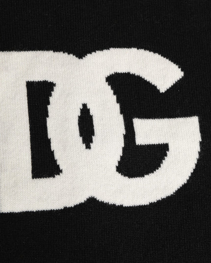 Dolce & Gabbana Black D&G Logo Cashmere Knitted Men One Size Scarf