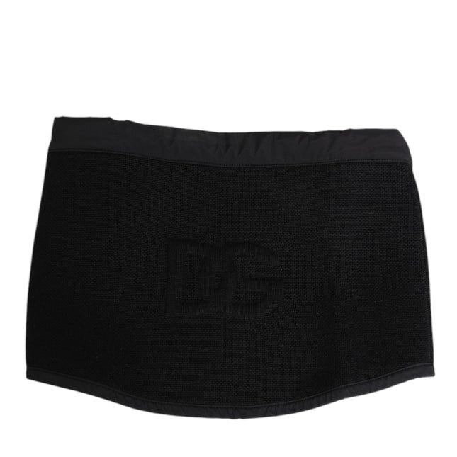 Dolce & Gabbana Black Lace Stole Knitted DG Logo Men One Size  Scarf