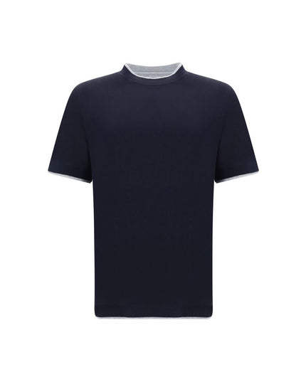 Brunello Cucinelli Blue Cotton T-Shirt