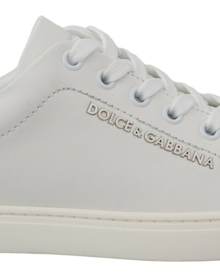 Dolce & Gabbana White Suede Leather Low Top Sneakers Shoes