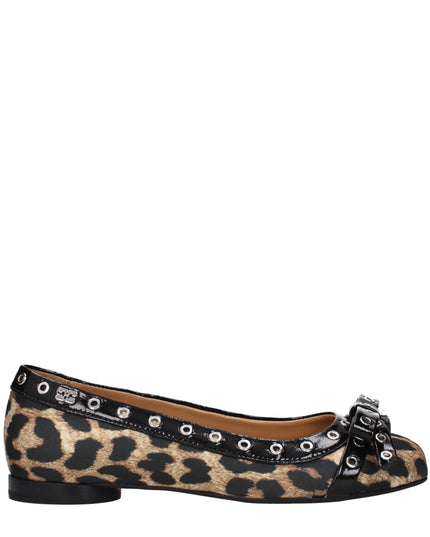 Ganni Brown Fabric Ballet Flats
