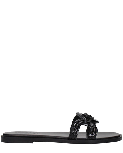 Versace Black Leather Slippers