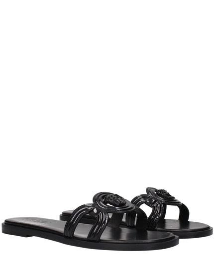 Versace Black Leather Slippers