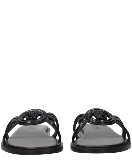 Versace Black Leather Slippers