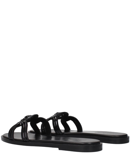 Versace Black Leather Slippers