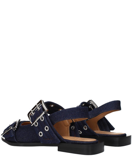 Ganni Blue Fabric Flat Sandals