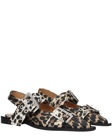 Ganni Brown Fabric Flat Sandals