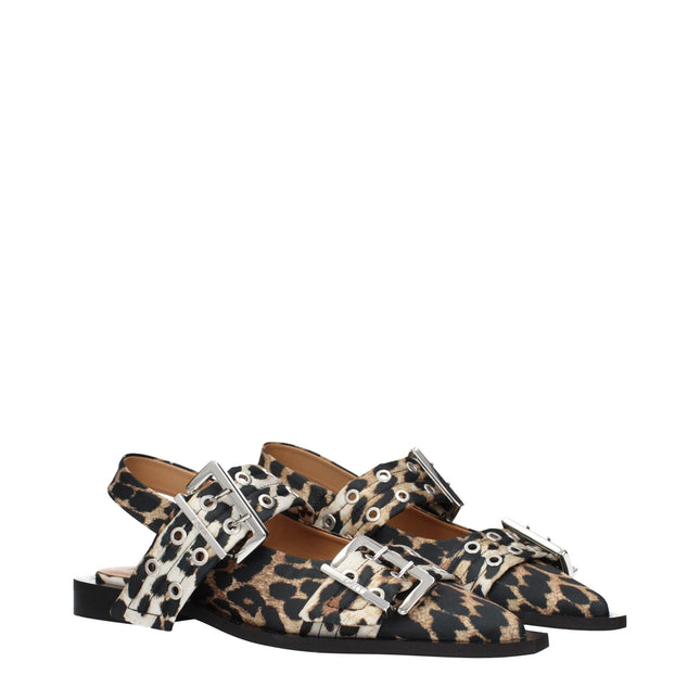 Ganni Brown Fabric Flat Sandals