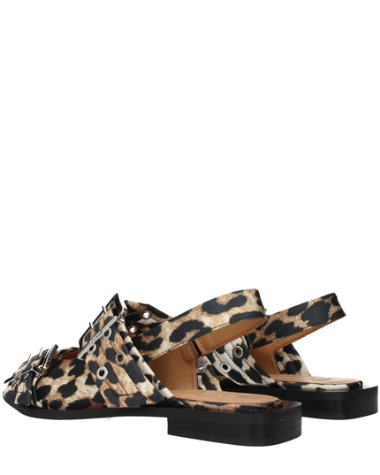Ganni Brown Fabric Flat Sandals