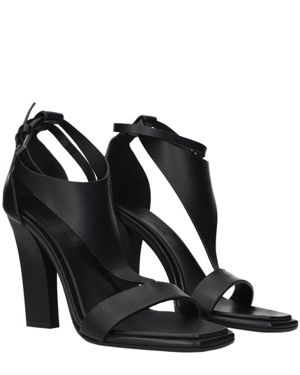 Max Mara Black Leather Stiletto Heel Sandals