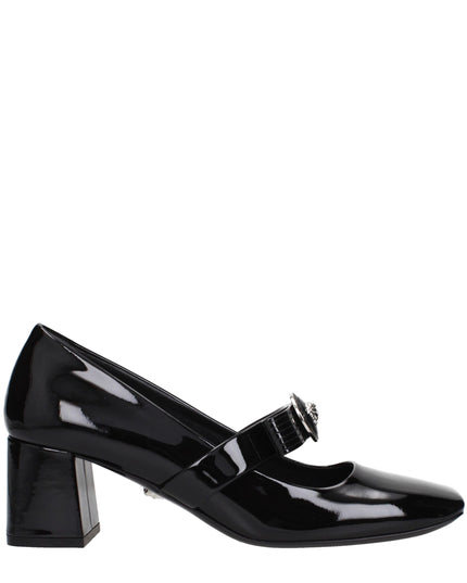 Versace Black Leather Mid Heel Pumps