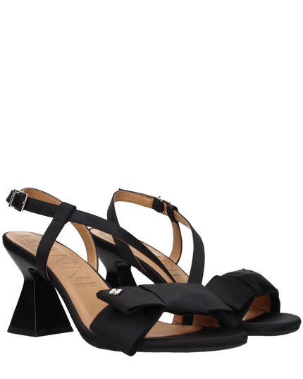 Ganni Black Fabric Stiletto Heel Sandals