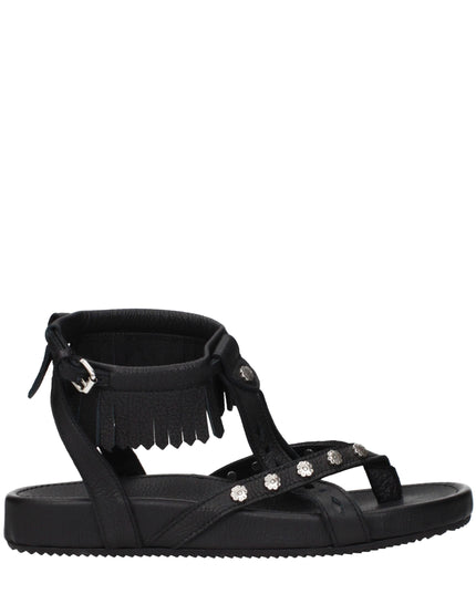 Isabel Marant Black Leather Flat Sandals