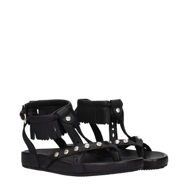 Isabel Marant Black Leather Flat Sandals