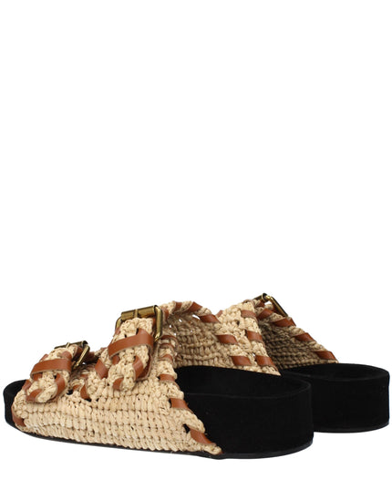 Isabel Marant Beige Raffia Slippers