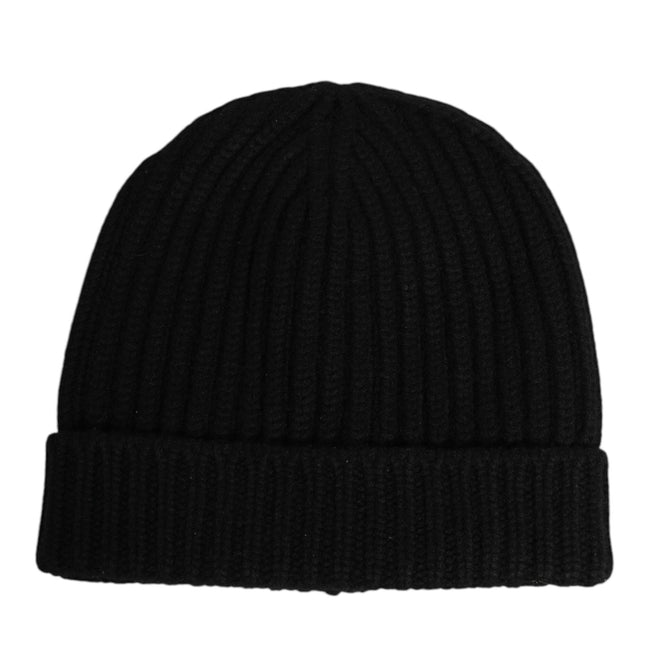 Dolce & Gabbana Black Cashmere Knitted Beanie Capello Men One Size Hat
