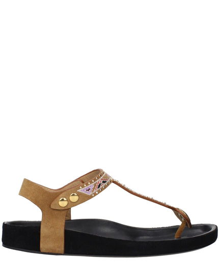 Isabel Marant Beige Leather Flip-Flop Sandals