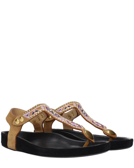 Isabel Marant Beige Leather Flip-Flop Sandals