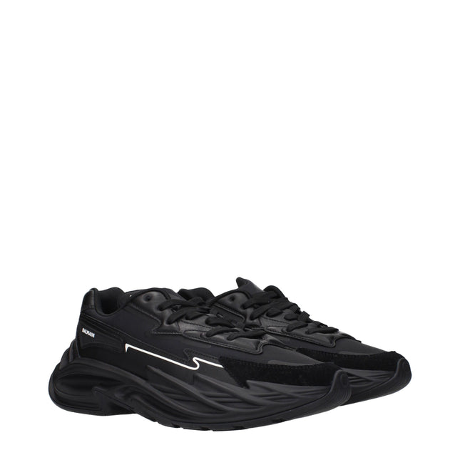 Balmain Black Leather Athletic Sneakers