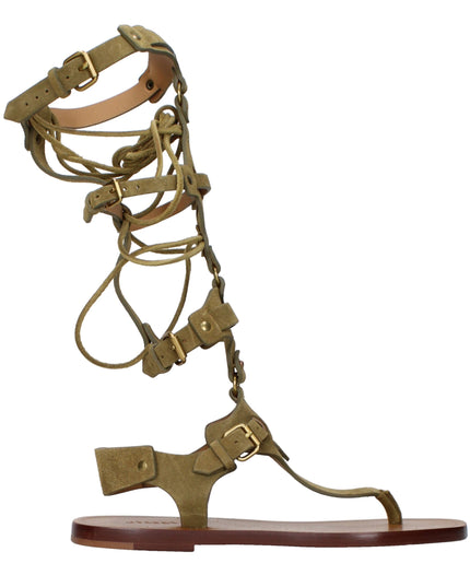 Isabel Marant Gray Leather Flip-Flop Sandals