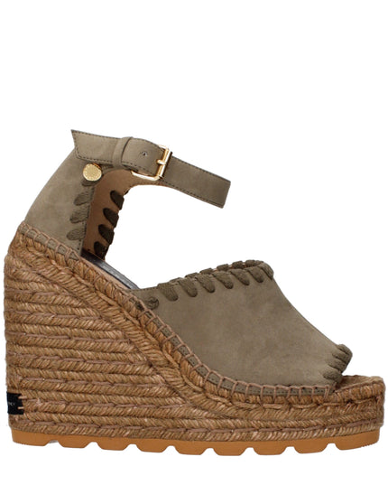 Stella McCartney Green Leather Wedge Sandals