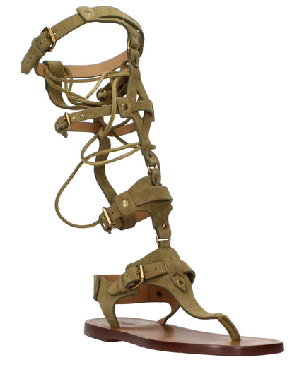 Isabel Marant Gray Leather Flip-Flop Sandals