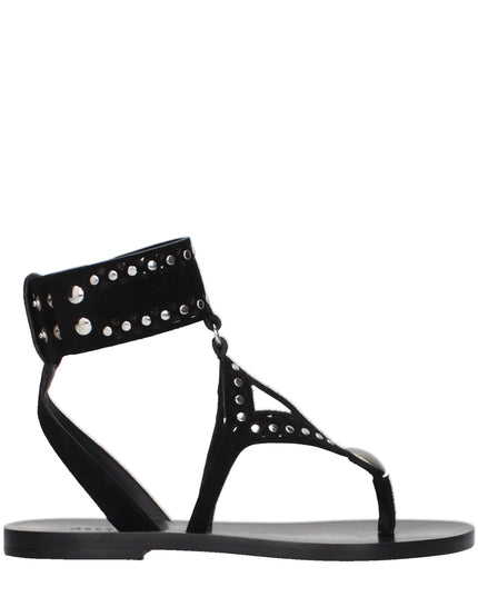 Isabel Marant Black Leather Flip-Flop Sandals