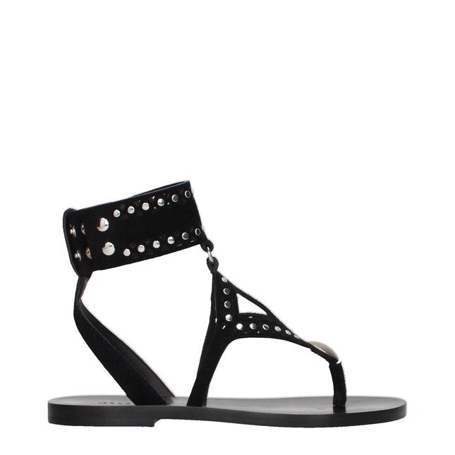 Isabel Marant Black Leather Flip-Flop Sandals