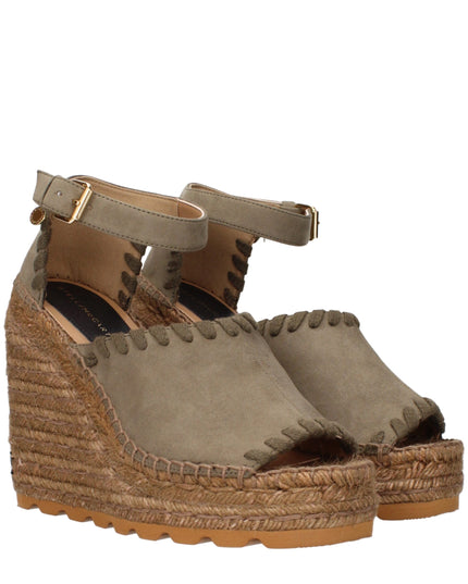 Stella McCartney Green Leather Wedge Sandals