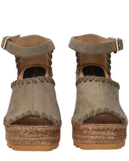 Stella McCartney Green Leather Wedge Sandals