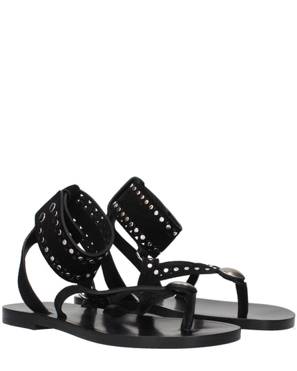 Isabel Marant Black Leather Flip-Flop Sandals