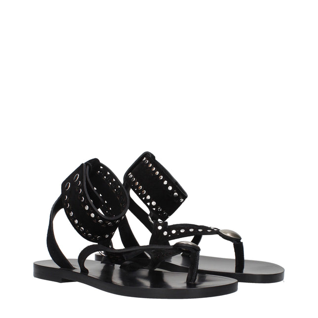 Isabel Marant Black Leather Flip-Flop Sandals