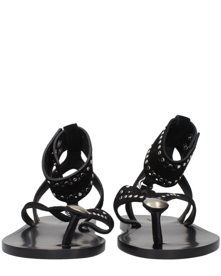 Isabel Marant Black Leather Flip-Flop Sandals