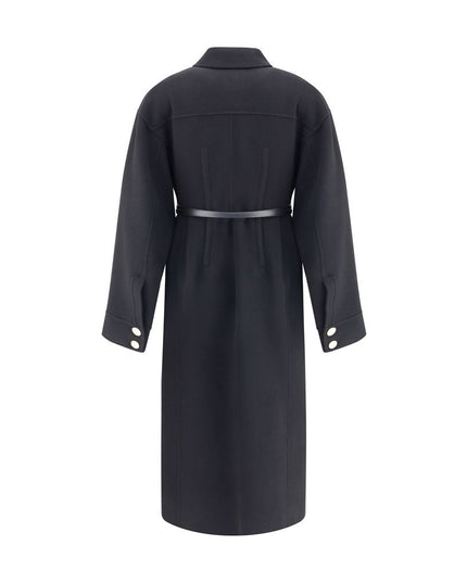 Max Mara Black Fleece Wool Coat