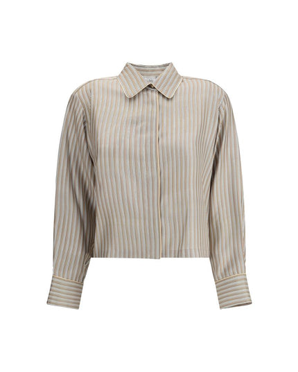 Max Mara Beige Silk Pattern Shirt