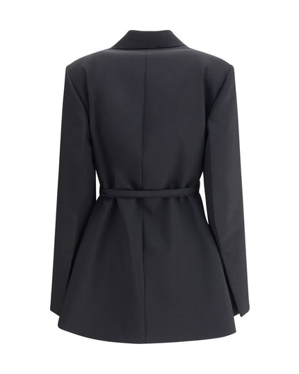 Max Mara Black Fleece Wool Full-Length Jacket