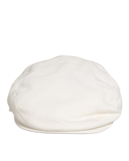 Dolce & Gabbana White Cotton Newsboy Cloth Capello Men Cap Hat