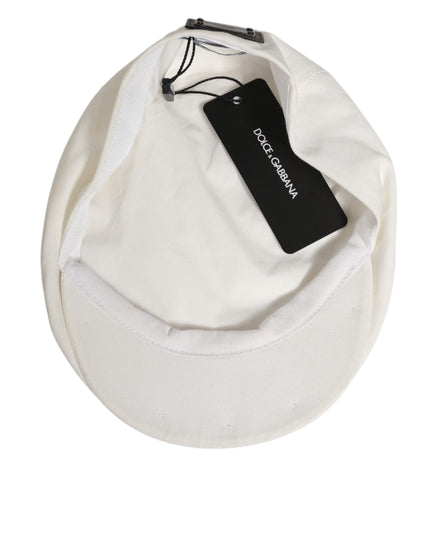 Dolce & Gabbana White Cotton Newsboy Cloth Capello Men Cap Hat