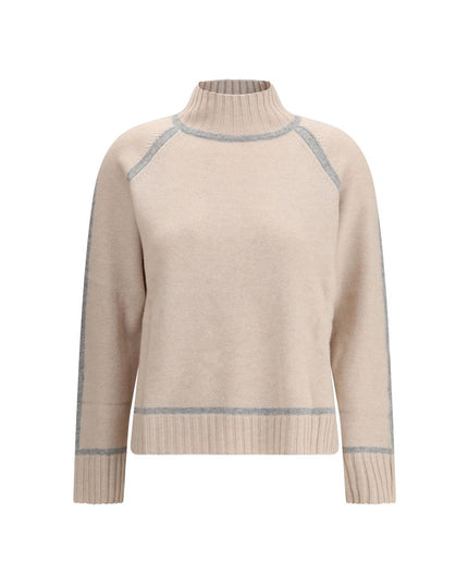 Max Mara Beige Wool Turtleneck